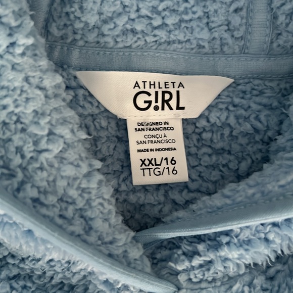 Athleta Girls Cozy Fleece Hoodie size XXL16- baby blue - Picture 2 of 6